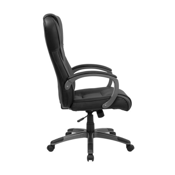 Nice High Back LeatherSoft Executive Swivel Office Chair w/ Titanium Nylon Base & Loop Arms Built-In Lumbar Support office chairs near  Lake Mary at Capital Office Furniture