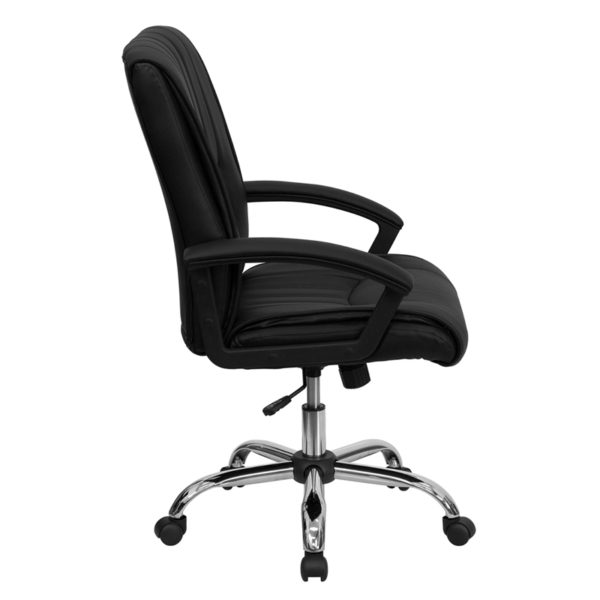Nice Mid-Back LeatherSoft Swivel Manager's Office Chair w/ Arms Built-In Lumbar Support office chairs near  Altamonte Springs at Capital Office Furniture
