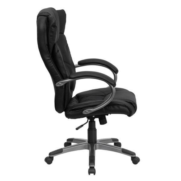 Nice High Back LeatherSoft Executive Swivel Office Chair w/ Titanium Nylon Base & Loop Arms Built-In Lumbar Support office chairs near  Altamonte Springs at Capital Office Furniture