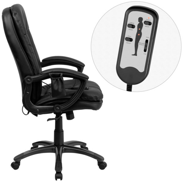 Nice High Back Ergonomic Massaging LeatherSoft Executive Swivel Office Chair w/ Remote Pocket & Arms Built-In Lumbar Support office chairs near  Apopka at Capital Office Furniture