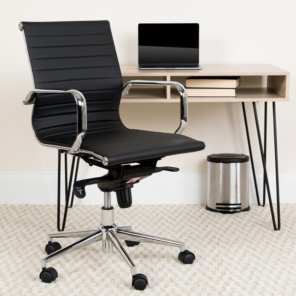 Buy Contemporary Office Chair Black Mid-Back Leather Chair near  Clermont at Capital Office Furniture