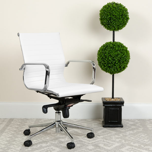 Buy Contemporary Office Chair White Mid-Back Leather Chair near  Winter Springs at Capital Office Furniture