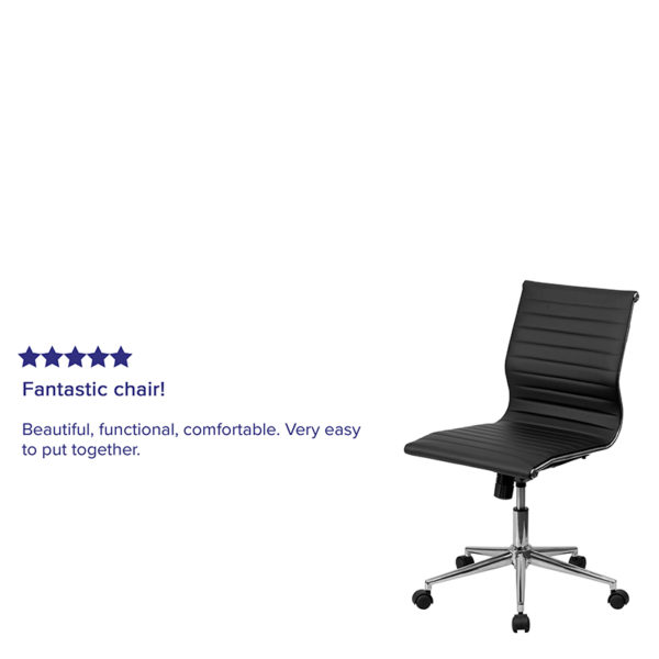Nice Mid-Back Armless Ribbed LeatherSoft Swivel Conference Office Chair Coat Hanger Bar on Back office chairs near  Altamonte Springs at Capital Office Furniture