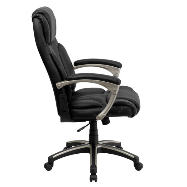 Nice High Back Folding LeatherSoft Executive Swivel Office Chair w/ Arms Built-In Lumbar Support office chairs near  Winter Park at Capital Office Furniture