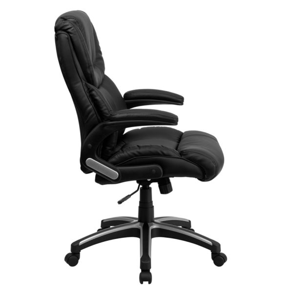Nice High Back LeatherSoft Executive Swivel Office Chair w/ Double LayeHeadrest & Open Arms Built-In Lumbar Support office chairs near  Clermont at Capital Office Furniture