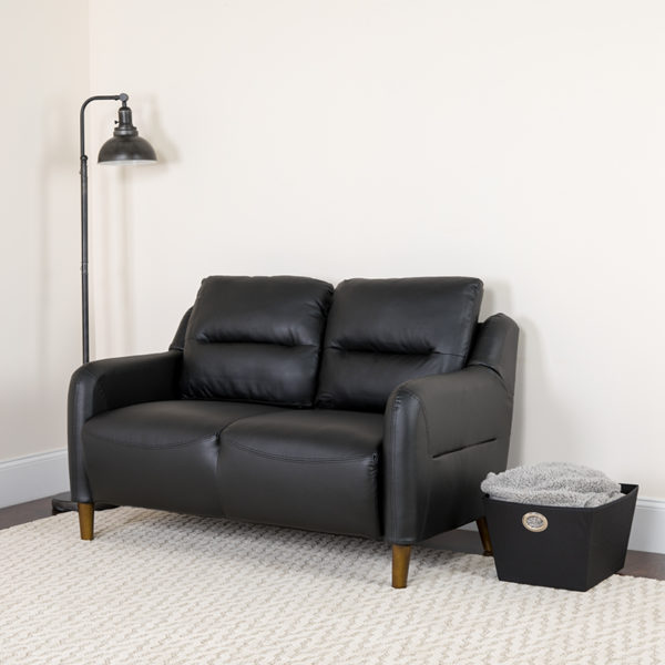 Buy Contemporary Style Black Leather Loveseat near  Winter Springs at Capital Office Furniture
