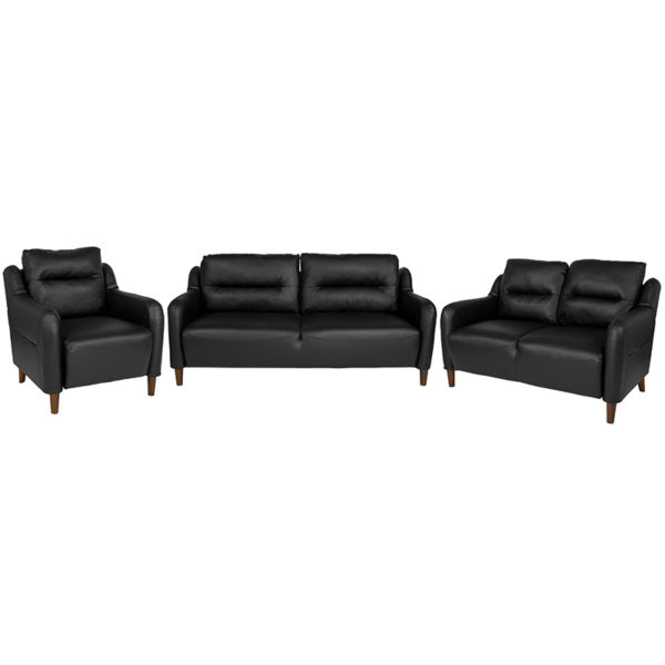 Loveseat and Sofa Set Black 3 Piece Leather Sofa Set near  Winter Park at Capital Office Furniture