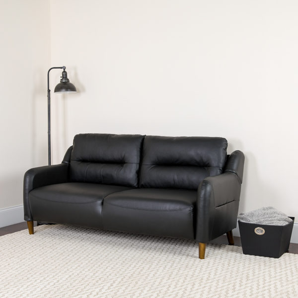 Buy Contemporary Style Black Leather Sofa near  Sanford at Capital Office Furniture