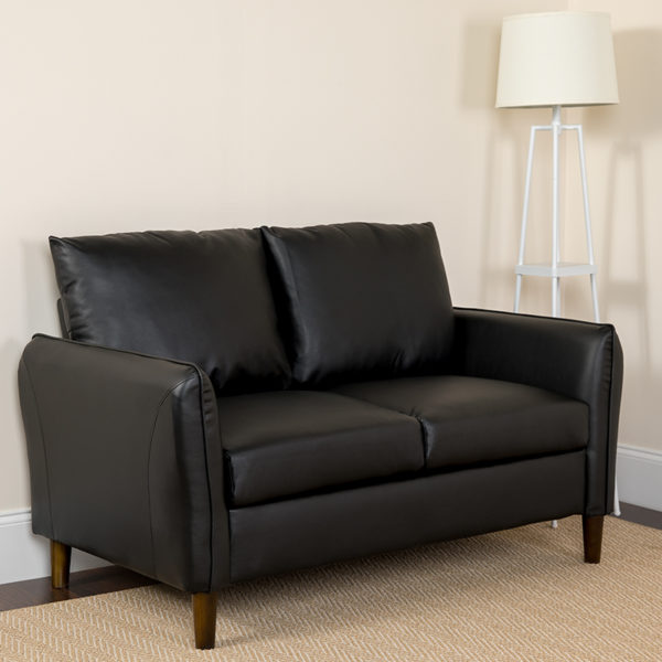 Buy Contemporary Style Black Leather Loveseat near  Clermont at Capital Office Furniture