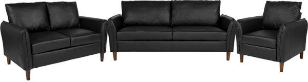 Loveseat and Sofa Set Black 3 Piece Leather Sofa Set in  Orlando at Capital Office Furniture