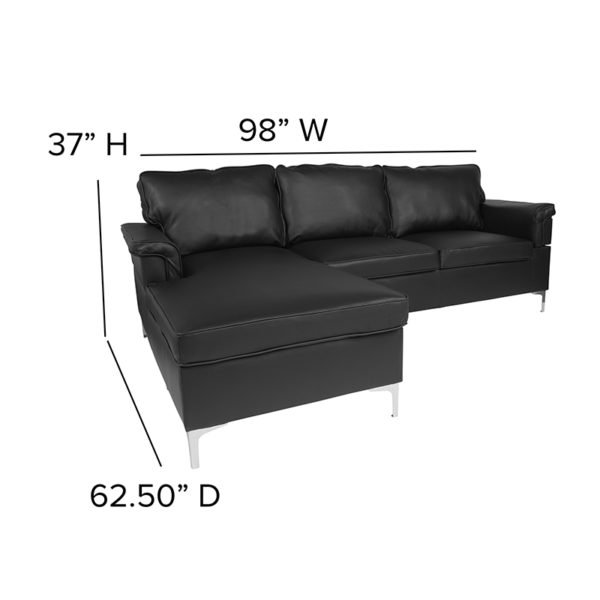 Nice Boylston UpholstePlush Pillow Back Sectional w/ Left Side Facing Chaise in LeatherSoft Black LeatherSoft Upholstery living room furniture in  Orlando at Capital Office Furniture