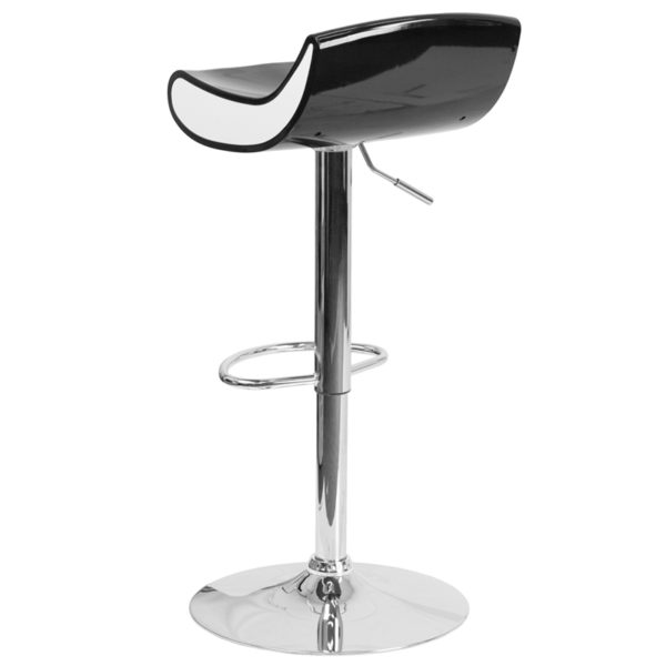 Nice Contemporary & Adjustable Height Plastic Barstool w/ Chrome Base White Contrasting Sides kitchen and dining room furniture near  Windermere at Capital Office Furniture