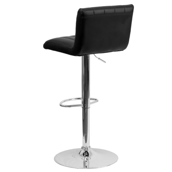 Nice Contemporary Vinyl Adjustable Height Barstool w/ Vertical Stitch Back/Seat & Chrome Base Vertical Line Design Upholstery kitchen and dining room furniture near  Sanford at Capital Office Furniture