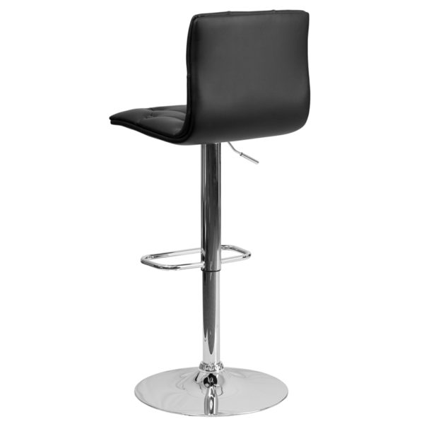 Nice Contemporary Button Tufted Vinyl Adjustable Height Barstool w/ Chrome Base Button Tufted Back and Seat kitchen and dining room furniture near  Winter Garden at Capital Office Furniture