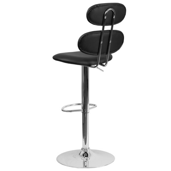 Nice Contemporary Vinyl Adjustable Height Barstool w/ Ellipse Back & Chrome Base CA117 Fire Retardant Foam kitchen and dining room furniture near  Windermere at Capital Office Furniture