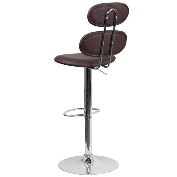 Nice Contemporary Vinyl Adjustable Height Barstool w/ Ellipse Back & Chrome Base CA117 Fire Retardant Foam kitchen and dining room furniture near  Sanford at Capital Office Furniture