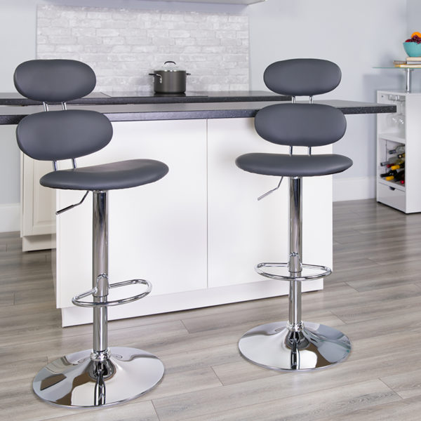 Buy Retro-Contemporary Style Stool Gray Vinyl Barstool in  Orlando at Capital Office Furniture