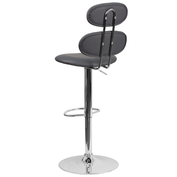 Nice Contemporary Vinyl Adjustable Height Barstool w/ Ellipse Back & Chrome Base CA117 Fire Retardant Foam kitchen and dining room furniture near  Lake Mary at Capital Office Furniture