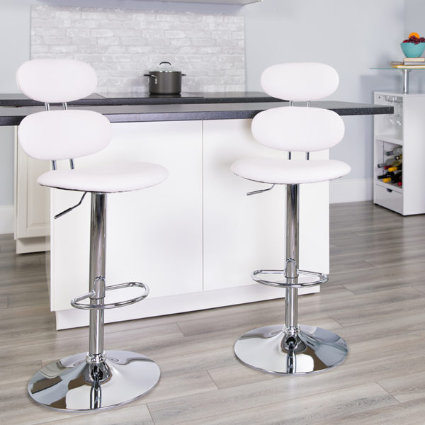 Buy Retro-Contemporary Style Stool White Vinyl Barstool near  Lake Buena Vista at Capital Office Furniture