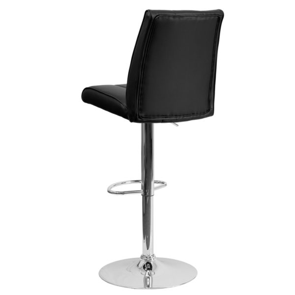 Nice Contemporary Vinyl Adjustable Height Barstool w/ Vertical Stitch Panel Back & Chrome Base Vertical Line Design Upholstery kitchen and dining room furniture near  Lake Buena Vista at Capital Office Furniture