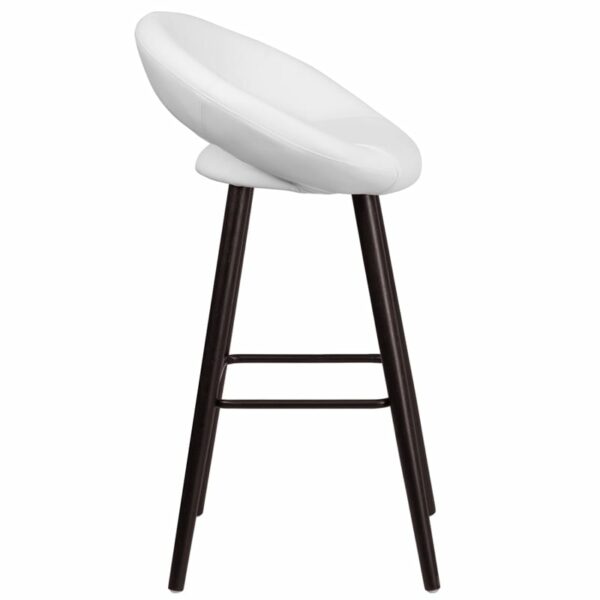 Nice Kelsey Series 29in High Contemporary Wood Barstool in Vinyl White Vinyl Upholstery kitchen and dining room furniture in  Orlando at Capital Office Furniture