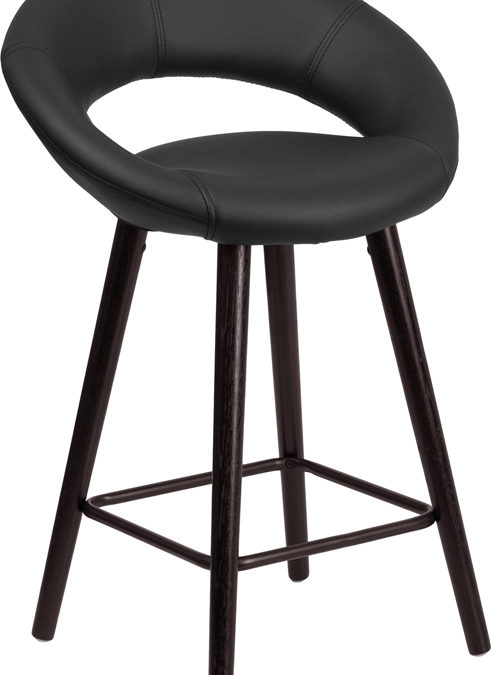 Kelsey Series 24in High Contemporary Wood Counter Height Stool in Vinyl – Orlando