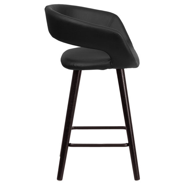 Nice Brynn Series 23.75in High Contemporary Wood Counter Height Stool in Vinyl Black Vinyl Upholstery kitchen and dining room furniture in  Orlando at Capital Office Furniture