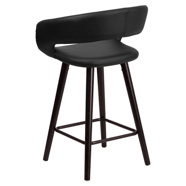 Shop for 24"H Black Vinyl Counter Stoolw/ Rounded Low Back Design near  Winter Garden at Capital Office Furniture