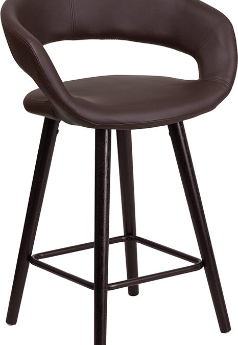 Brynn Series 23.75in High Contemporary Wood Counter Height Stool in Vinyl – Orlando