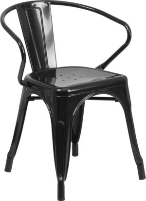 Buy Stackable Bistro Style Chair Black Metal Chair With Arms near  Altamonte Springs at Capital Office Furniture
