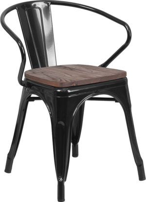 Buy Stackable Bistro Style Chair Black Metal Chair With Arms near  Winter Garden at Capital Office Furniture