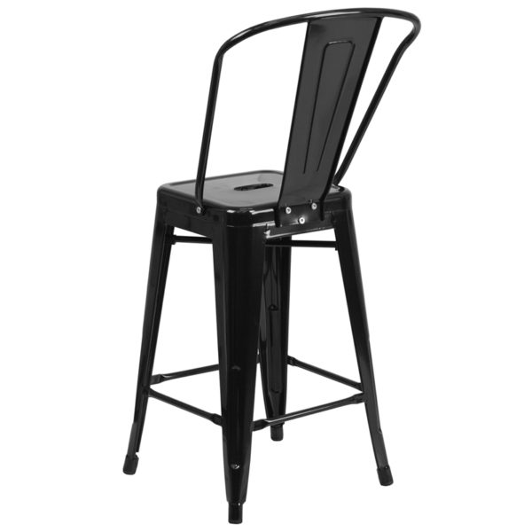Shop for 24" Black Metal Outdoor Stoolw/ 12"W x 12"D Seat with Drain Hole near  Ocoee at Capital Office Furniture