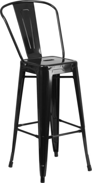 Buy Bistro Bar Stool with Ergonomic Slat Back 30" Black Metal Outdoor Stool near  Casselberry at Capital Office Furniture