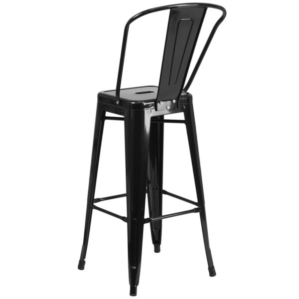 Shop for 30" Black Metal Outdoor Stoolw/ 12"W x 12"D Seat with Drain Hole near  Daytona Beach at Capital Office Furniture