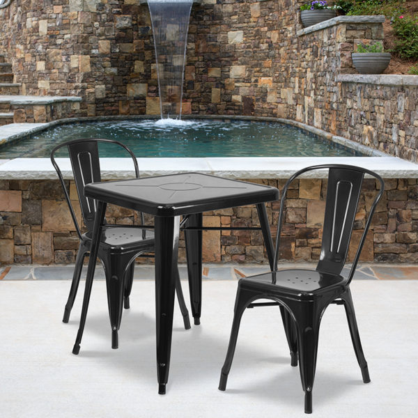 Buy Table and Chair Set 23.75SQ Black Metal Table Set near  Bay Lake at Capital Office Furniture