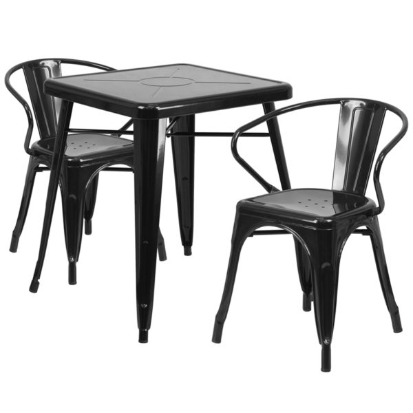 Buy Table and Chair Set 23.75SQ Black Metal Table Set near  Winter Springs at Capital Office Furniture