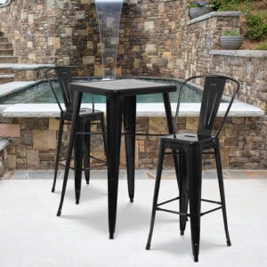 Buy Bar Height Table and Stool Set 23.75SQ Black Metal Bar Set in  Orlando at Capital Office Furniture
