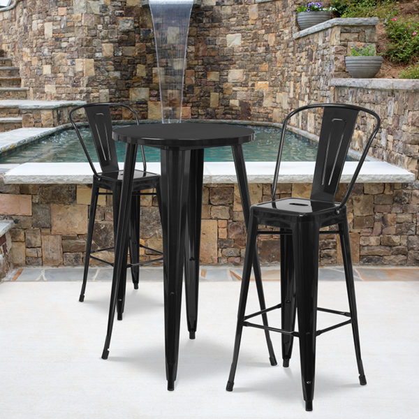Buy Bar Height Table and Stool Set 24RD Black Metal Bar Set near  Windermere at Capital Office Furniture