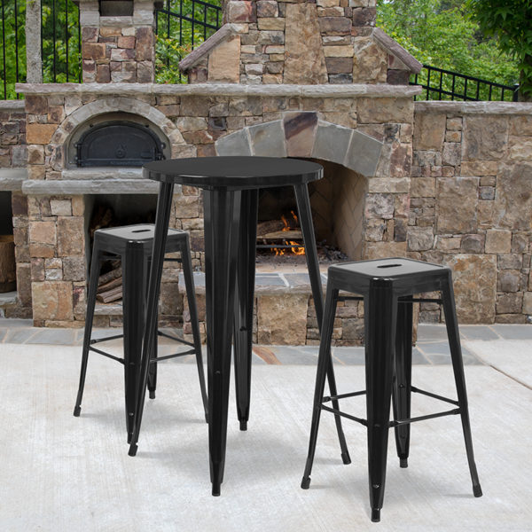 Buy Bar Height Table and Stool Set 24RD Black Metal Bar Set near  Kissimmee at Capital Office Furniture