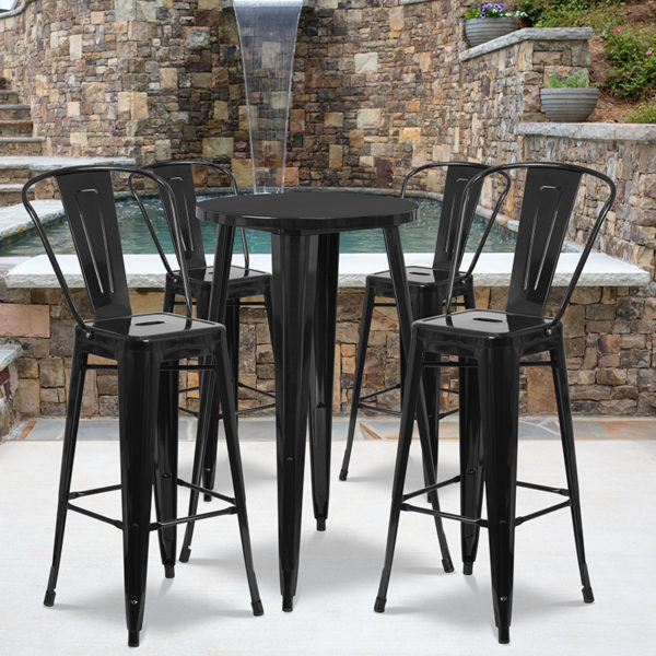Buy Bar Height Table and Stool Set 24RD Black Metal Bar Set near  Bay Lake at Capital Office Furniture
