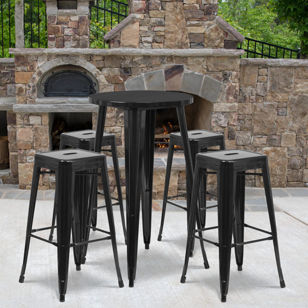 Buy Bar Height Table and Stool Set 24RD Black Metal Bar Set near  Winter Springs at Capital Office Furniture