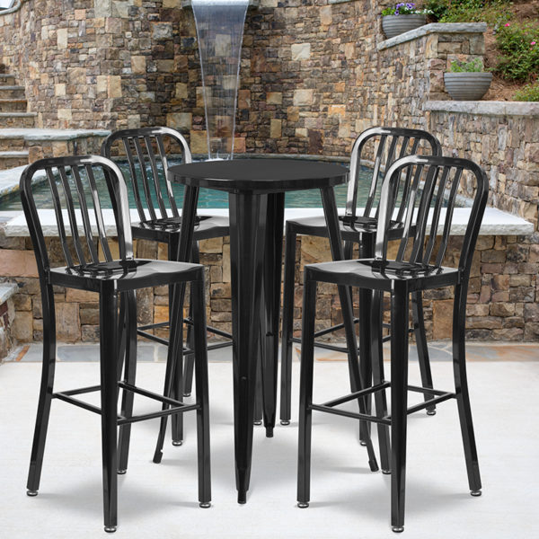 Buy Bar Height Table and Stool Set 24RD Black Metal Bar Set near  Lake Mary at Capital Office Furniture