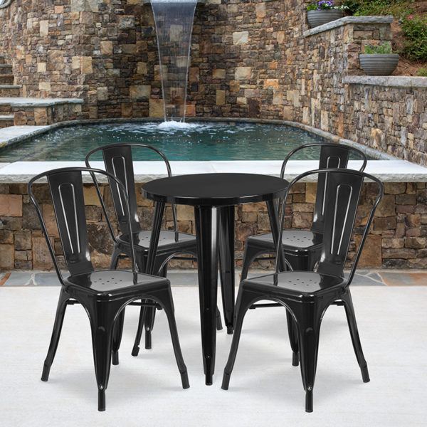 Buy Table and Chair Set 24RD Black Metal Table Set near  Kissimmee at Capital Office Furniture