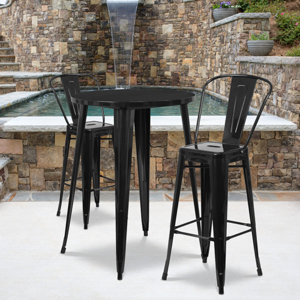 Buy Bar Height Table and Stool Set 30RD Black Metal Bar Set near  Winter Springs at Capital Office Furniture