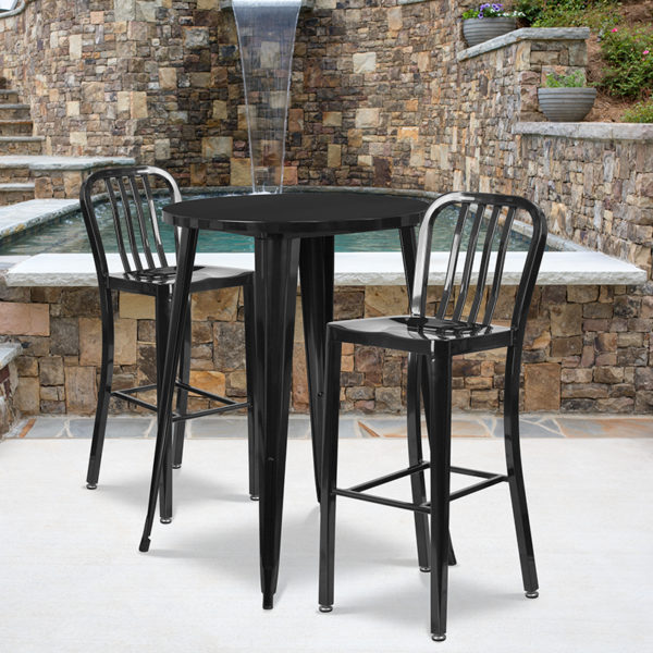 Buy Bar Height Table and Stool Set 30RD Black Metal Bar Set near  Winter Park at Capital Office Furniture