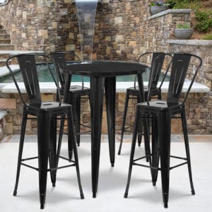 Buy Bar Height Table and Stool Set 30RD Black Metal Bar Set in  Orlando at Capital Office Furniture