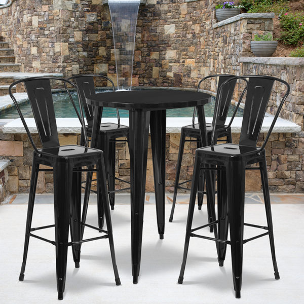 Buy Bar Height Table and Stool Set 30RD Black Metal Bar Set near  Kissimmee at Capital Office Furniture