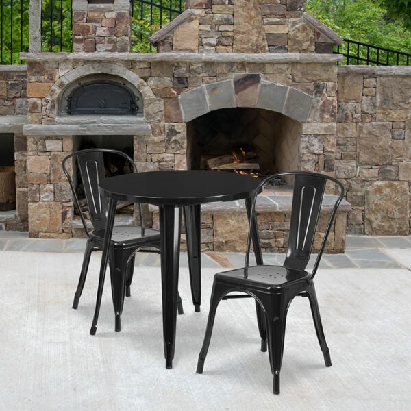 Buy Table and Chair Set 30RD Black Metal Set near  Winter Garden at Capital Office Furniture