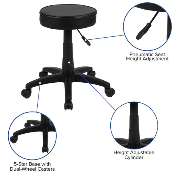 Nice Adjustable Doctors Stool on Wheels w/ Ergonomic Molded Seat 360 Degree Swivel Seat frees your movement office chairs in  Orlando at Capital Office Furniture