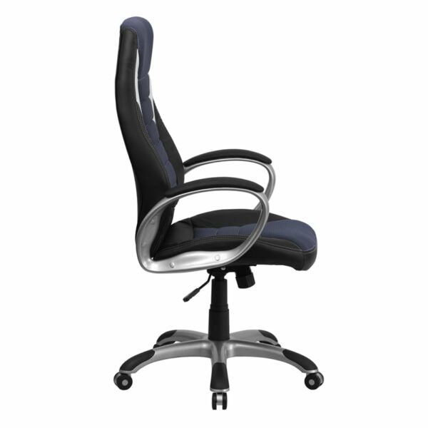 Nice High Back Vinyl Executive Swivel Office Chair w/ Mesh Inserts & Arms Blue Mesh Inserts in Back and Seat office chairs near  Winter Garden at Capital Office Furniture